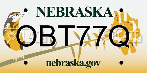 OBT77Q Nebraska License Plate