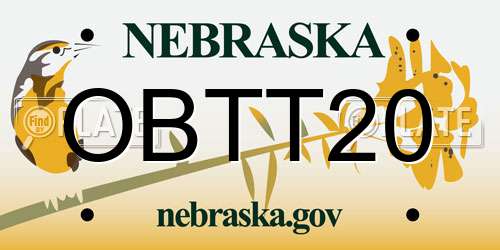 OBTT20 Nebraska License Plate