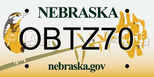 OBTZ70 Nebraska License Plate