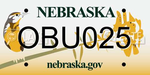 OBU025 Nebraska License Plate
