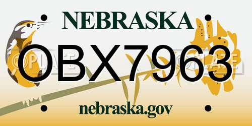 OBX7963 Nebraska License Plate