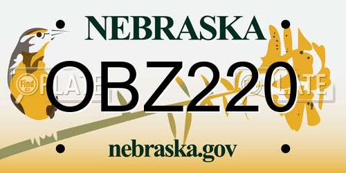 OBZ220 Nebraska License Plate