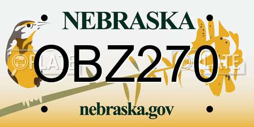 OBZ270 Nebraska License Plate
