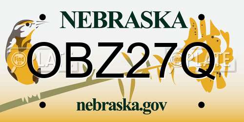 OBZ27Q Nebraska License Plate