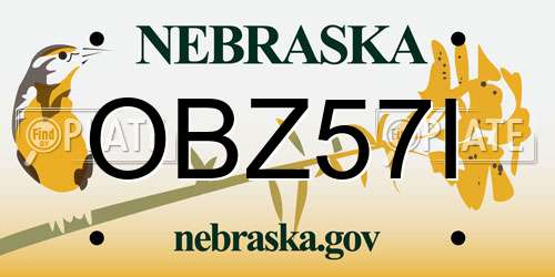 OBZ57I Nebraska License Plate