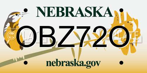 OBZ72O Nebraska License Plate