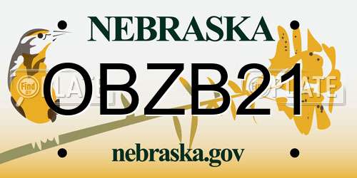 OBZB21 Nebraska License Plate