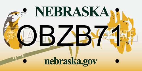 OBZB71 Nebraska License Plate