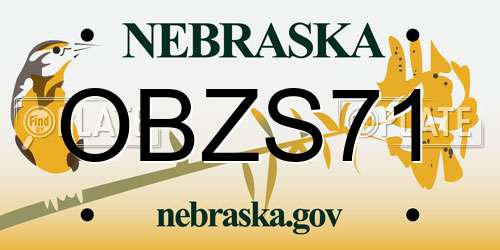 OBZS71 Nebraska License Plate