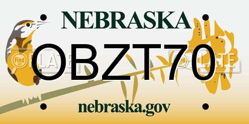 OBZT70 Nebraska License Plate