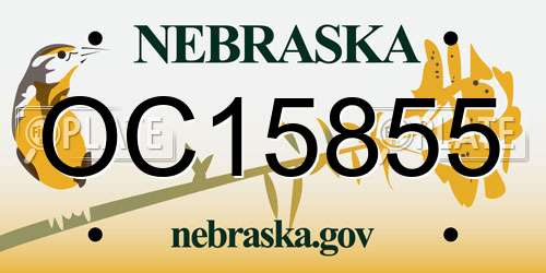 OC15855 Nebraska License Plate