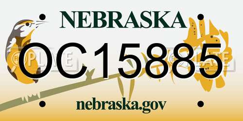 OC15885 Nebraska License Plate