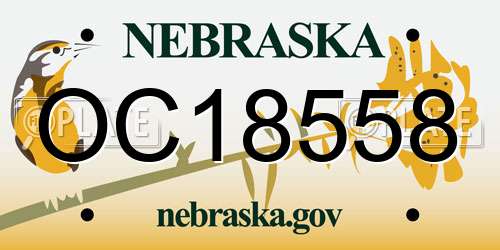 OC18558 Nebraska License Plate