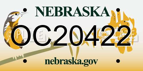 OC20422 Nebraska License Plate
