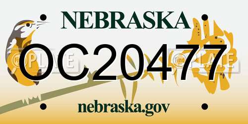 OC20477 Nebraska License Plate