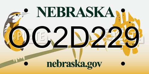 OC2D229 Nebraska License Plate