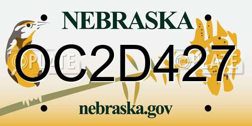 OC2D427 Nebraska License Plate