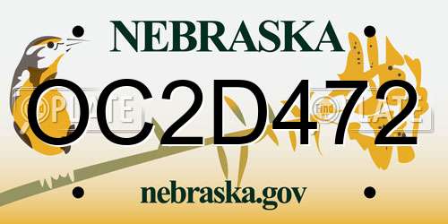 OC2D472 Nebraska License Plate
