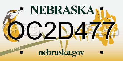 OC2D477 Nebraska License Plate