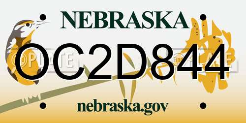 OC2D844 Nebraska License Plate