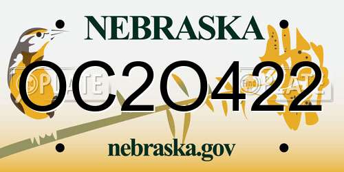 OC2O422 Nebraska License Plate