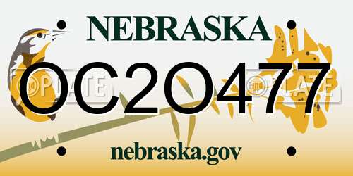 OC2O477 Nebraska License Plate