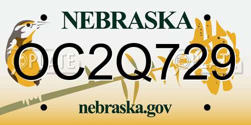 OC2Q729 Nebraska License Plate