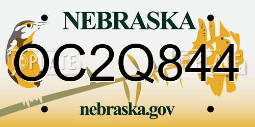 OC2Q844 Nebraska License Plate