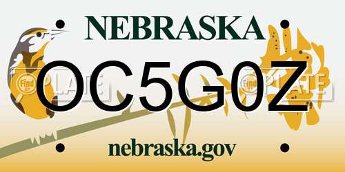 OC5G0Z Nebraska License Plate