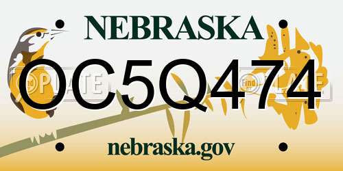 OC5Q474 Nebraska License Plate