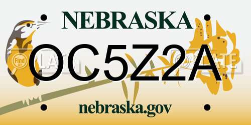 OC5Z2A Nebraska License Plate