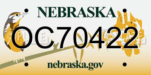 OC70422 Nebraska License Plate