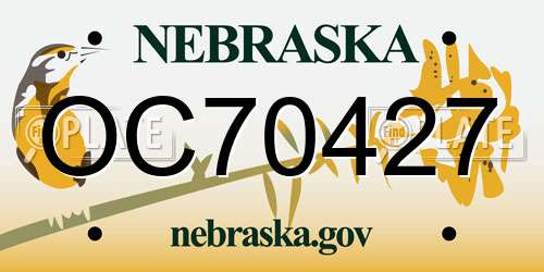 OC70427 Nebraska License Plate