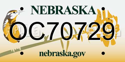 OC70729 Nebraska License Plate