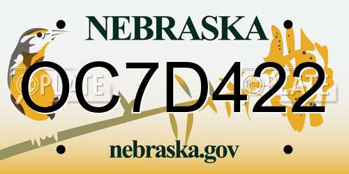 OC7D422 Nebraska License Plate