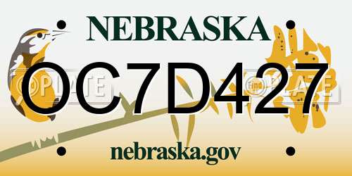 OC7D427 Nebraska License Plate