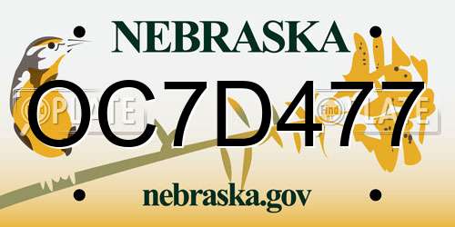 OC7D477 Nebraska License Plate