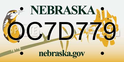 OC7D779 Nebraska License Plate