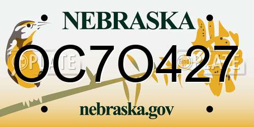 OC7O427 Nebraska License Plate