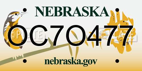 OC7O477 Nebraska License Plate