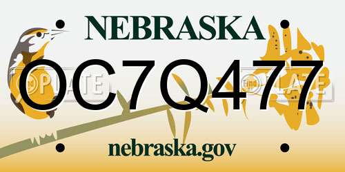 OC7Q477 Nebraska License Plate