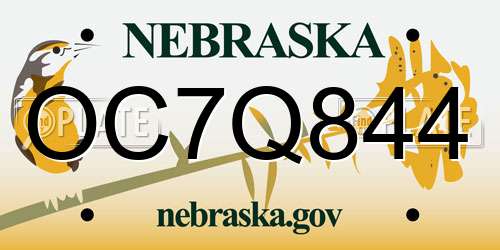 OC7Q844 Nebraska License Plate