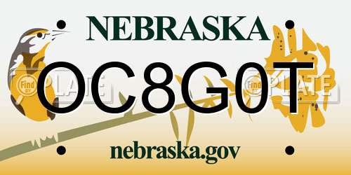 OC8G0T Nebraska License Plate
