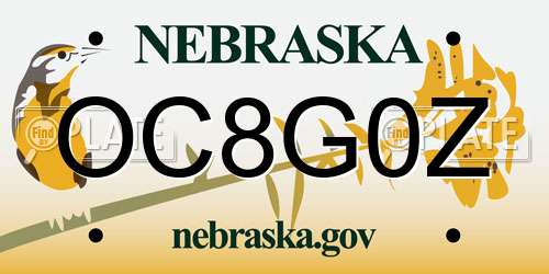 OC8G0Z Nebraska License Plate