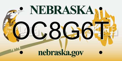 OC8G6T Nebraska License Plate