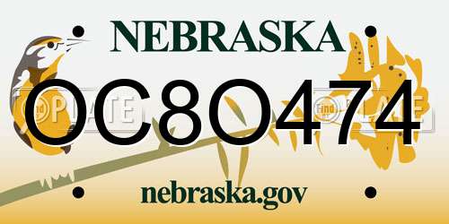 OC8O474 Nebraska License Plate
