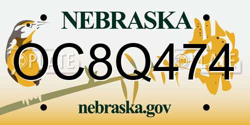 OC8Q474 Nebraska License Plate