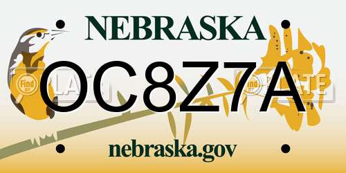 OC8Z7A Nebraska License Plate