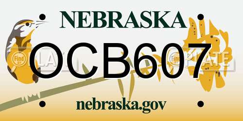 OCB607 Nebraska License Plate