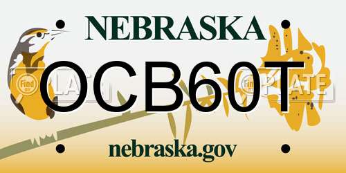 OCB60T Nebraska License Plate